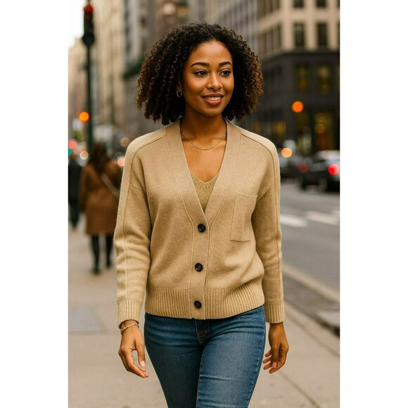 Everlane Womens XS Wool Blend Button Cardigan Sweater Beige - Picture 2 of 10